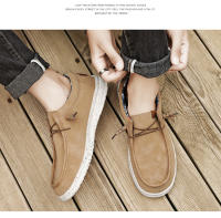 Los zapatos casuales de cuero para hombre son zapatos ligeros y de tela de un pedal para pies gordos y anchos. - details 8