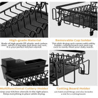 Estante multiusos, escurridor de tazones de acero inoxidable a prueba de herrumbre, soporte extensible para secar platos, tapa de olla - details 6