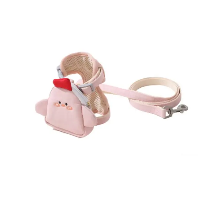 Chaleco con arneses ajustables para mascotas con mochila y correa, juego de correa para perro desmontable, correa suave para el pecho para gato antiescape - 1