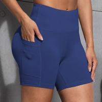 Pantalones cortos de Yoga con dos bolsillos para mujer, pantalones cortos elásticos para correr al aire libre, Color sólido, levantamiento de glúteos, ciclismo, ropa deportiva femenina - details 8