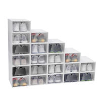 Cajas grandes de plástico para almacenamiento de zapatos, cajón transparente, organizador plegable apilable, 20 unidades - details 0