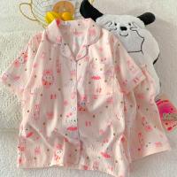 Pijama de Perro Feliz 2025 Algodón Nuboso Manga Corta Moda de Verano de Alta Gama para Mujeres - details 14