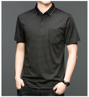 Polo polo camisa de moda traje de papá a rayas versátil verano manga corta top de hombre - details 5