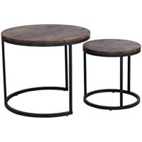 Conjunto de Mesa de Centro Redondo de Madera Tables de Café y Té-Claro - details 39
