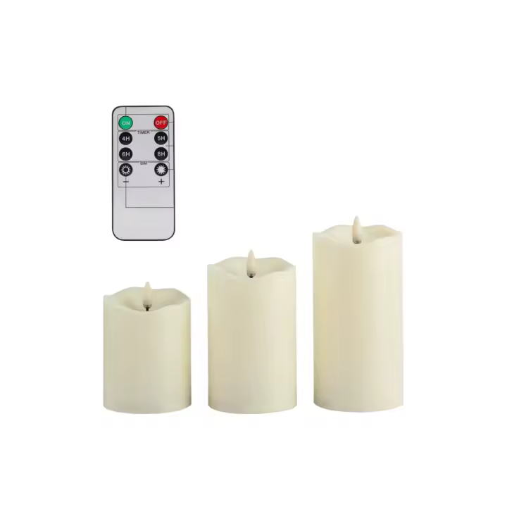 Velas sin llama parpadeante 3D con control remoto, vela con pilas, luz LED, mecha Real, baile, Juego de 3 - 1