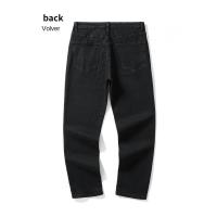 Pantalones vaqueros elásticos negros de marca de moda para hombre, pantalones largos rectos a juego - details 8