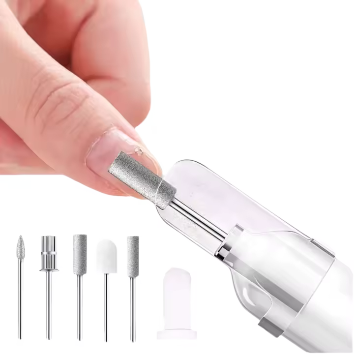 Juego de amoladora, taladro eléctrico inalámbrico con 5 cabezales de pulido, pulidor de uñas, kit de herramientas de belleza para manicura y pedicura - 1