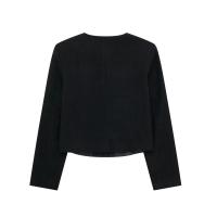 Chaqueta Corta Elegante para Mujer 2024 Cuello Redondo Manga Larga Abrigo con Bolsillo de Volteo Casual de Moda para Mujeres - details 22