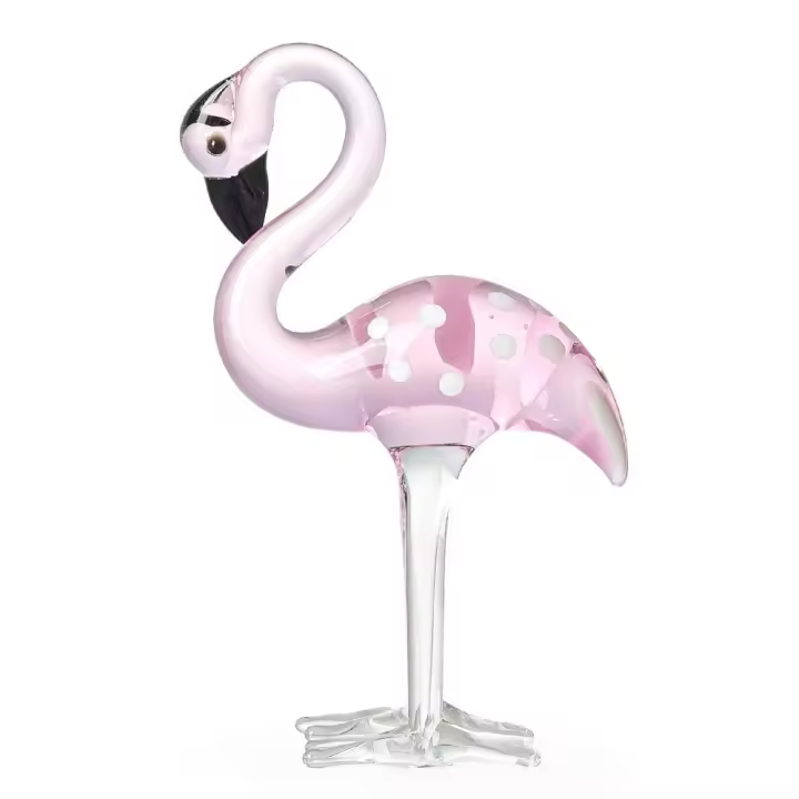 Figuras de flamencos de cristal de arte Hecho A Mano creativo, dibujos animados únicos, flamenco rosa simulado, escultura de Animal bonita para oficina - 1