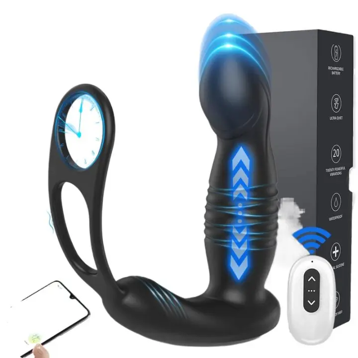 Empaque privado SEXY Vibrador Anal Telescópico Masajeador de Próstata Doble Anillo Juguetes Sexuales Hombres Gay Plug Anal Bluetooth APP Vibrador para Adultos - 1
