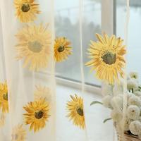 Cortina de tul con patrón de girasol para decoración del hogar, persiana para ventana, balcón y habitación, 1 unidad - details 7