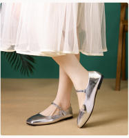 Zapatos planos de mujer estilo francés, primaverales, nuevos, de cuero suave, con hebilla de una palabra, punta cuadrada, boca poco profunda, temperamento retro, estilo Mary Jane. - details 24
