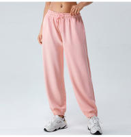 Pantalones de chándal sueltos de cintura alta de primavera para mujer, pantalones largos informales adelgazantes con capa de aire suave para Fitness - details 15