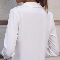 Blusa de Verano Elegante Cuello en V Blusa de Manga Larga de Color Sólido - details 6