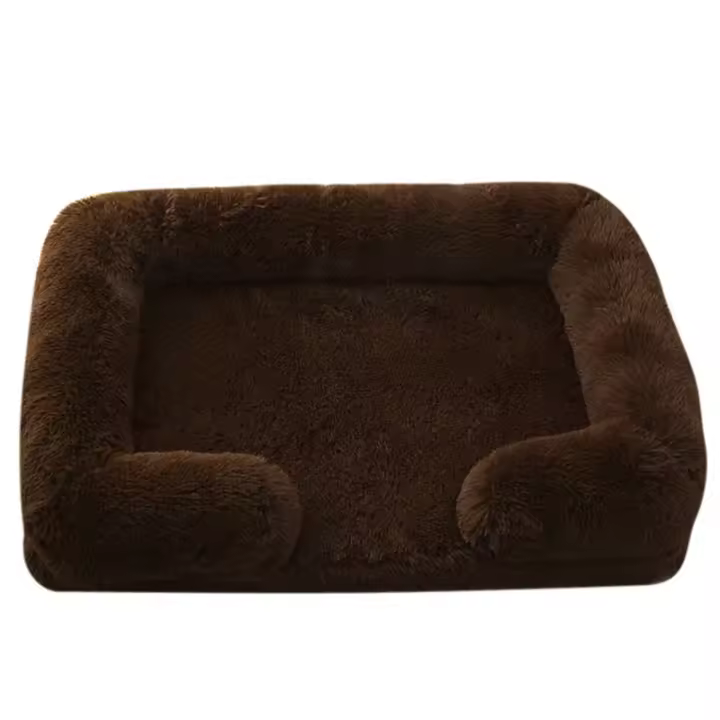 Cama grande de felpa para perro, cojín grueso para mascotas, sofá extraíble, perrera cuadrada para invierno - 1