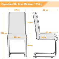 2 Piezas Sillas de Comedor Sillas de Oficina Conferencia Altura 47cm Carga Máxima 135kg Blanco - details 2