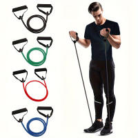 Bandas de resistencia de 4 niveles con asas para entrenamiento en casa y entrenamiento de fuerza, perfectas para Yoga, Pilates y equipos de fitness, 1 ud. - details 0