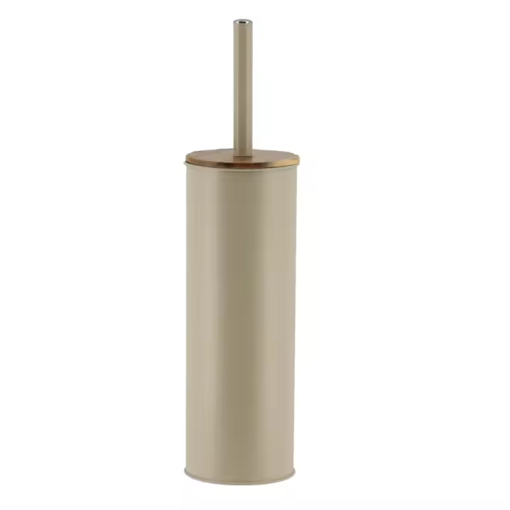 Baños Boutique Escobilla de Baño beige con tapa madera - 1