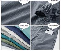 Chaqueta de hombre a prueba de sol para verano; ligero, transpirable y anti-ultravioleta para uso en exteriores; tela de seda de pesca. - details 19