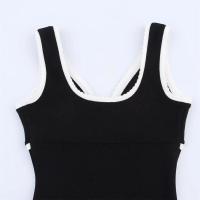 Vestido sencillo con cuello en V y tirantes de color contrastante Temperamento 2025 Verano Nueva ropa de mujer - details 4