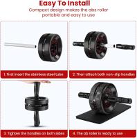 Rodillo para abdominales, capacidad de 440 libras, alfombrilla antideslizante extra gruesa para rodillas, ejercitador abdominal para hombres y mujeres - details 2