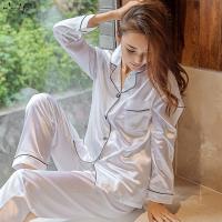 Conjunto de Pijama de Sátén para Mujer Top de Camisa con Manga Larga y Pantalones Elásticos - details 16