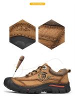 Zapatos de senderismo de cuero genuino para hombre, zapatillas de escalada anticolisión para acampar al aire libre, con cordones, Trekking - details 5