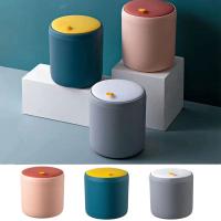 Cubo de basura de plástico tipo prensa, papelera portátil antiolor con tapa, Color de contraste, Mini cesta de basura de escritorio/sobremesa - details 7