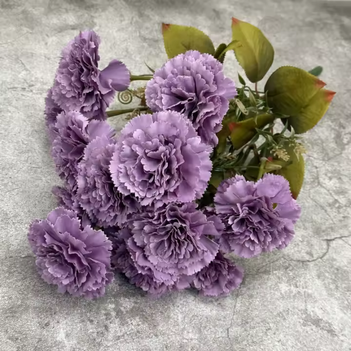 Nuevo ramo de clavel Artificial de 13 cabezas, tela de seda, paquete de flores de clavel Retro, flor falsa de seda, decoración para el hogar y la boda - 1
