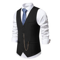 Chaleco de Traje Slim Fit para Hombres Nuevo Arrival Accesorios de Cadenas de Moda Casual Vintage Para Fiesta de Boda Material Exterior de Poliéster - details 11