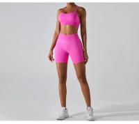Pantalones cortos de Yoga sin costuras para mujer, mallas deportivas transpirables de secado rápido, de cintura alta, para entrenamiento y gimnasio - details 13