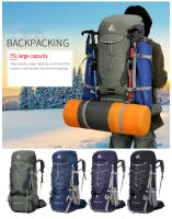 Mochila de Montañismo para Acampar y Senderismo de 75L con Cubierta de Lluvia Bolsa Deportiva al Aire Libre de Nylon Capacidad 60-80 Litros Peso 40-50kg - details 0