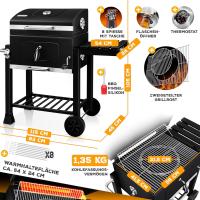 Parrilla de Carbón Grande con Carrito Asador BBQ de Acero Inoxidable con Termómetro - details 15