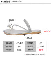 Nuevas zapatillas de celebridades de Internet, huevo de paloma, diamantes de imitación, dos desgastes, versátiles sandalias planas informales con punta abierta - details 4