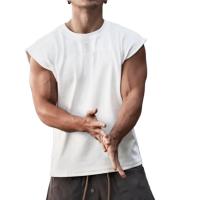 Nueva camiseta sin mangas con cuello redondo para hombre, chaleco de algodón de color puro para verano, ropa de calle para culturismo muscular, camiseta sin mangas para entrenamiento, Fitness, deporte - details 0