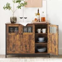 Aramrio de Almacenamiento, Aparador con Puertas de Cristal, para Comedor, Salón, Cocina, Estilo Industrial, Marrón Rústico y Negro - details 3