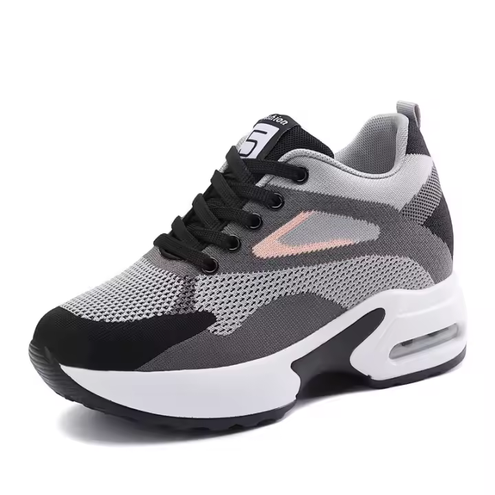 Zapatillas deportivas de gran tamaño para mujer Altura interior de 8cm, suela suave, zapatos de malla, estilo casual - 1