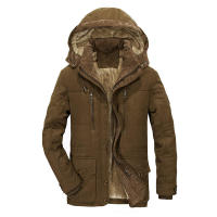 Parkas de ocio para hombre, chaqueta gruesa de lana con sombrero extraíble a la moda, Color sólido, a prueba de viento, abrigos cálidos, invierno, 2024 - details 1