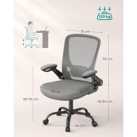 Silla de Oficina, Silla de Escritorio de Malla, Silla Giratoria Ergonómica, Soporte Lumbar, Oscilante, Asiento de 53 cm, Apoyabrazos Abatibles, Negro OBN037BKV2 - details 26