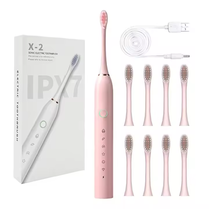 Cepillo De Dientes Eléctrico Sónico Para Adultos, 4 Cabezales, Blanqueamiento Dental Ultrasónico Inteligente, 6 Modos,Cargador U - 1