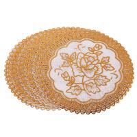 JUEGO DE 6 posavasos exquisitos para mesa de comedor con flores en tono dorado - details 0