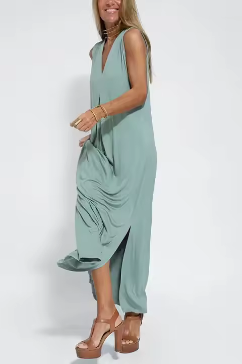 Camiseta larga de verano V- w para mujer - 1