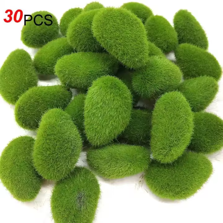 Musgo artificial 30/60 UDS, piedra artificial, decoración del hogar, manualidades creativas, plantas verdes simuladas, manualidades de jardín DIY - 1