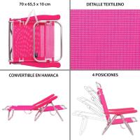 Pack 2 Sillas Playa Plegables |   Ligera Portátil |   Baja y Reclinable de 4 Posiciones |   para Camping, Piscina, Terraza o Jardín Azul - details 36