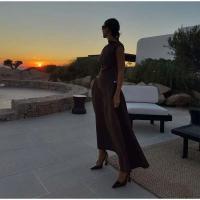 Elegante Vestido A-e de Cintura Alta para Mujer Color Sólido, Sin Mangas, Robe Largo con Cuello Redondo Nuevo Vestido de Fiesta de Noche - details 14