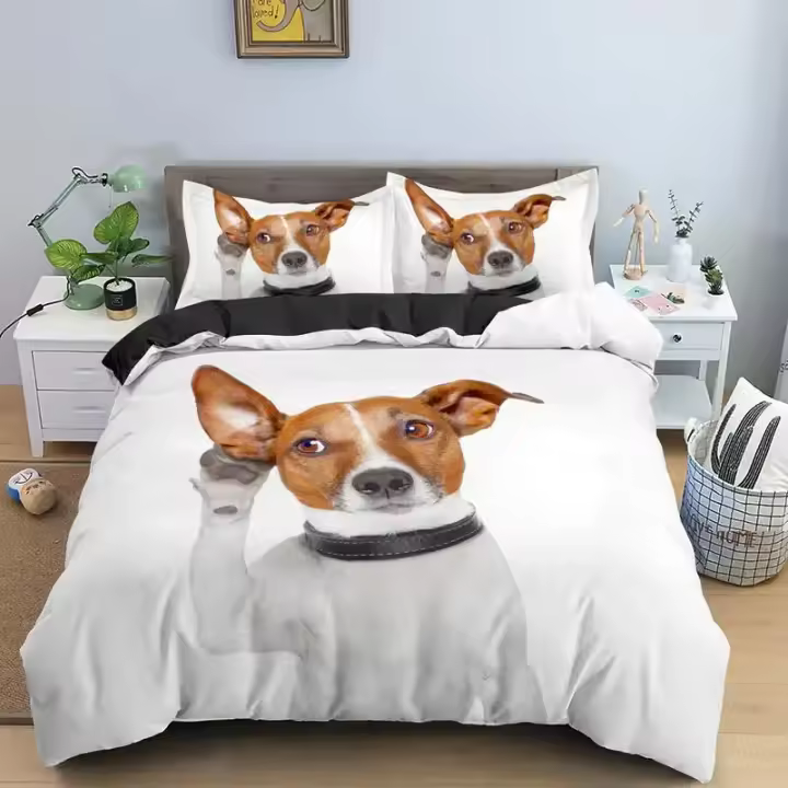 Juego de Ropa de Cama para Perro Jack Russell Funda de Edredón Cubierta de Almohada - 1