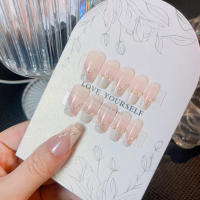 Manicura postiza larga rosa de estilo francés suave con uñas de borde inofensivo y liso para decoración de uñas DIY - details 1
