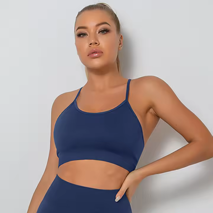 Nessaj-Sujetador deportivo sin costuras a prueba de golpes, top corto sexy de cuello bajo para yoga y fitness - 1