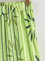 Conjunto casual de moda para mujer Camisa con volantes Top + Pantalones de pierna ancha - details 13