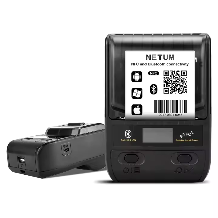 NETUM Impresora de Etiquetas Térmicas Bluetooth Portátil, Pluma de Codigo de Barras, Aplicable para Ropa, Joyas, Tiendas, Correo - 1